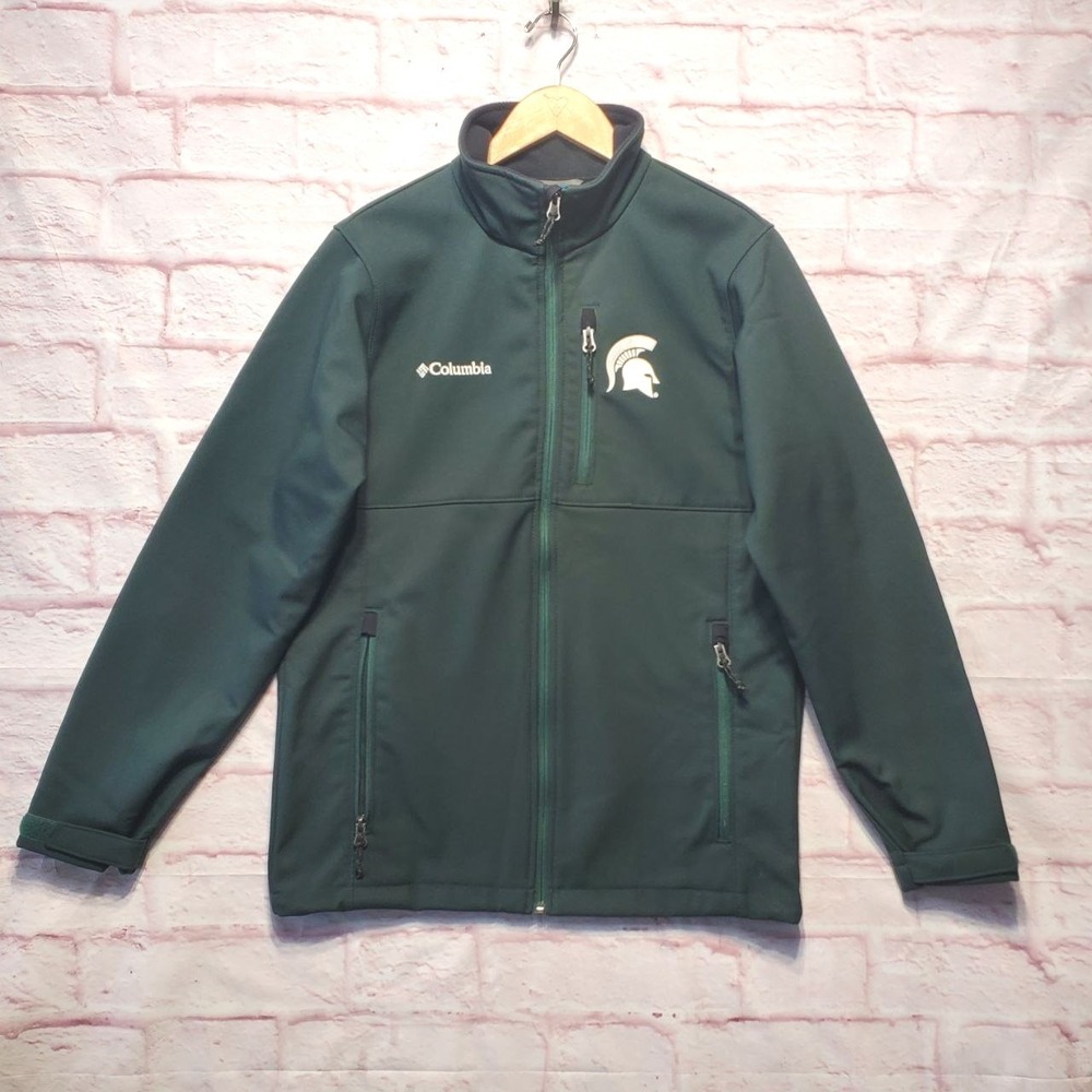 Columbia Michigan State Spartans Jacket Mens Small Football Softshell Full Zip